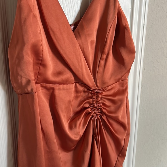 Mia Paluzzi midi asymmetrical dress color burn orange, adjustable straps - Picture 2 of 5